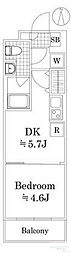 ラフィスタ鷺ノ宮 1DKの間取図画像