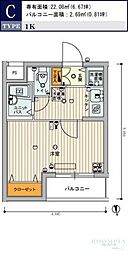 スカイコート池袋西弐番館 1Kの間取図画像