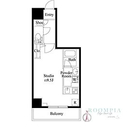 GENOVIA武蔵関公園skygarden 4階ワンルームの間取り