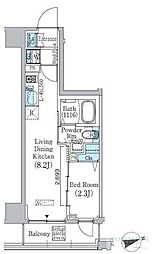 プライムブリス東中野駅前 5階1LDKの間取り