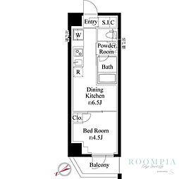 ハーモニーレジデンス新宿 1DKの間取図画像