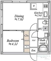 アーバンパーク方南町 1DKの間取図画像