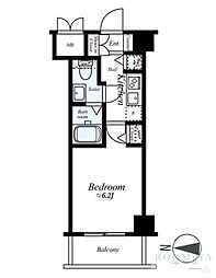 ガラ・グランディ中野 1Kの間取図画像