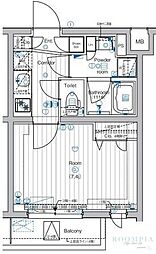 PREMIUMCUBE中野 1Kの間取図画像