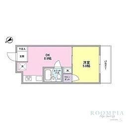 シティハウス早稲田 1DKの間取図画像