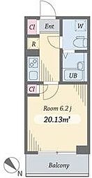 ダイヤモンドタワー西小山 1Kの間取図画像