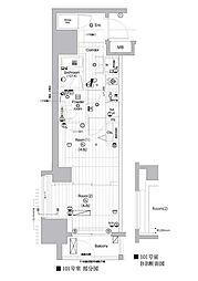 プレミアムキューブ亀戸 2Kの間取図画像