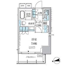 パークアクシス上野松が谷 1Kの間取図画像