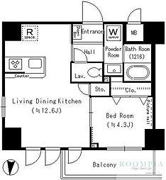 YUNOARTKAMEIDO 1LDKの間取図画像