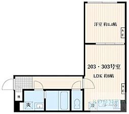 Skuld神楽坂 1LDKの間取図画像