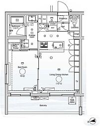dips墨田リバーサイド 1LDKの間取図画像
