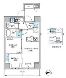 アーバネックス錦糸公園III 2LDKの間取図画像