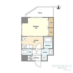 シェル中野弥生町 1Kの間取図画像