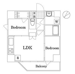 THERESIDENCEOFTOKYOH20SKYTOWER 1LDKの間取図画像