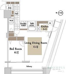 コンシェリア西新宿タワーズウエスト 1LDKの間取図画像