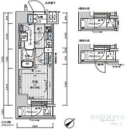 メインステージ不動前2 1Kの間取図画像