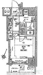 メインステージ三田アーバンスクエア 1Kの間取図画像