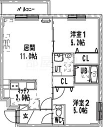 PLAZAN19E 2LDKの間取図画像