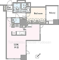 シティタワー池袋ウエストゲート 1LDKの間取図画像
