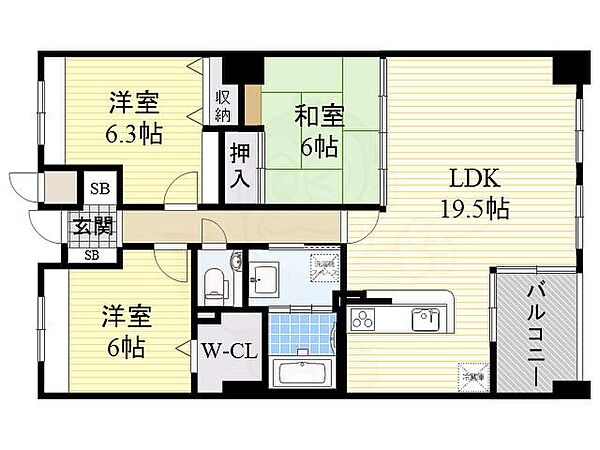 ヴィラウノカ ｜大阪府池田市井口堂３丁目(賃貸マンション3LDK・3階・86.47㎡)の写真 その2