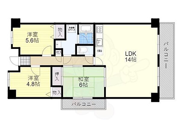 アバンティ千里 ｜大阪府吹田市山田西３丁目(賃貸マンション3LDK・4階・67.79㎡)の写真 その2