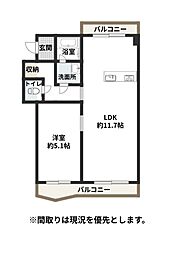 コーポ南宮崎 1LDKの間取図画像