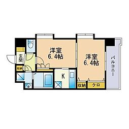 HF博多レジデンス2 2Kの間取図画像