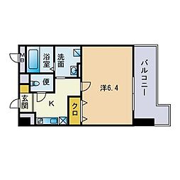 アンプルールベトンシエル 1Kの間取図画像