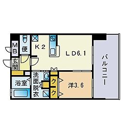 モントーレ博多クラシックコート 1LDKの間取図画像
