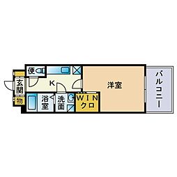 エンクレスト博多駅東 1Kの間取図画像