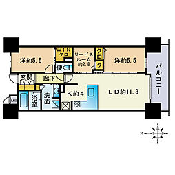 ブライトクロス博多SOUTH 2SLDKの間取図画像