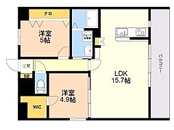 リブス博多駅南セントラル 2LDKの間取図画像