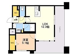 エンクレスト博多駅南GRACE 1LDKの間取図画像