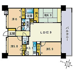 アンピール空港通り2 4LDKの間取図画像