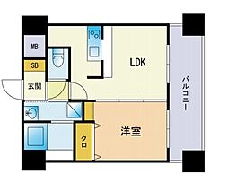 ラルジュエル博多 1LDKの間取図画像