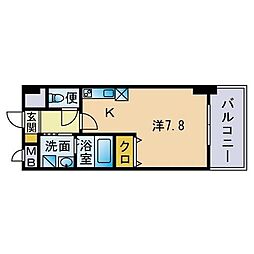 アンプルールベトンシエル 1Kの間取図画像