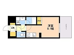 デュ・レジア博多レジデンス ワンルームの間取図画像