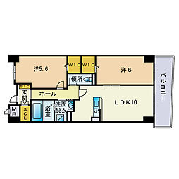 リオグランデ博多 2LDKの間取図画像