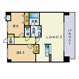 アロース博多 2LDKの間取図画像