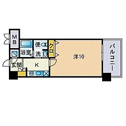 HF博多東レジデンス 1Kの間取図画像
