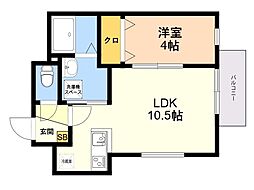 (仮称)Cherim竹下III 1LDKの間取図画像