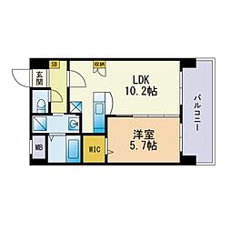 ピュア博多駅南弐番館 1LDKの間取図画像