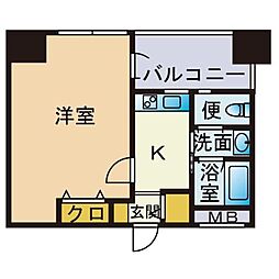 ニューロング博多 1Kの間取図画像