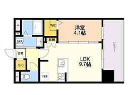 S-RESIDENCE博多駅東awesome 1LDKの間取図画像