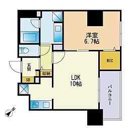 ウィスタリアレジデンス博多 1LDKの間取図画像