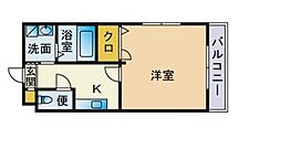レジディア博多2 1Kの間取図画像