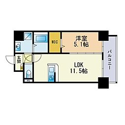テイルガーデン博多 1LDKの間取図画像