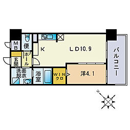 ウェルフォート比恵4番館 1LDKの間取図画像
