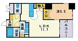 RESIDIA博多駅南 1LDKの間取図画像