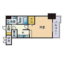 アルティザ博多駅南 1Kの間取図画像